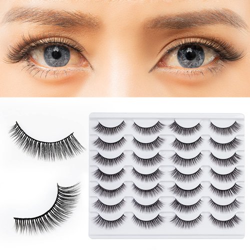 SONAFEEL False Eyelashes Natural Look Short Cat Eye Lashes Pack 13mm 14Pairs 3d Mink Lashes Reusable Handmade Fake Eyelashes