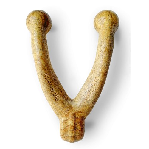 Pet Qwerks Wishbone BarkBone - Nylon Chew Toy for Aggressive Chewers - Peanut Butter Flavor - 6.75"