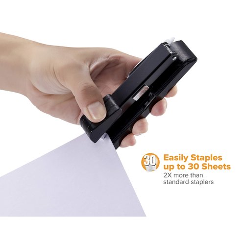 Bostitch Office B8 PowerCrown Travel & Desktop Stapler, 30 Sheet Capacity, Durable Metal, Black.