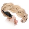 Gledola Wide Braided Headband with Teeth Synthetic Hair Plaited Headband High Elasticity Braids Hair Band Hairpiece for Girls Women (Honey Blonde, Wide)