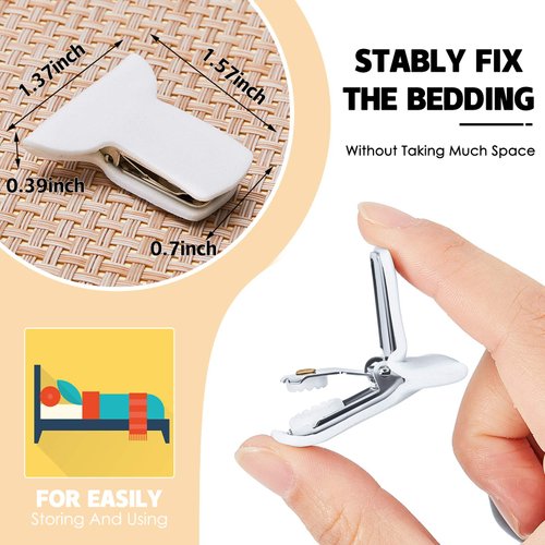 Padded Comforter Clips Duvet Clips White Padded Clips Blanket Fasteners to Secure Bedding for Preventing Comforters From Shifting Inside Duvet Cover, Sweet Sleeping (12 Pieces)