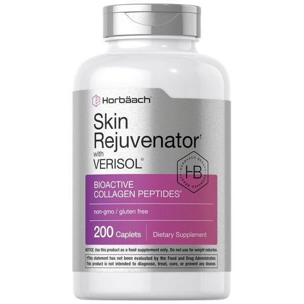 Horbäach Skin Rejuvenator with Verisol | Bioactive Collagen Peptides | 200 Caplets | Non-GMO, Gluten Free Supplement