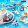 Motionchic 48 Sets Dog Rubber Duckies, Mini Cruise Duck Tag Kit Includes 48 Small Dog Rubber Ducks 48 Cruising Tag Cards 48 Rubber Bands Floating Duck Pool Bath Toys for Carnival Rewards Party Favors