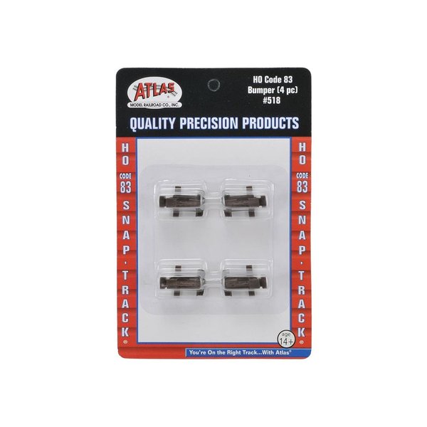 A518 ATLAS518 Railroad HO-Gauge Code 83 Snap-Track Bumpers (4) ATL518 AT518