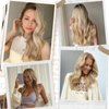 Hair Extensions 16 Inch Hair Extensions Real Human Hair Light Blonde to 613 Blonde Straight Hair Extensions Human Hair Extensions Hidden Wire Hair Extensions Transparent Fish Line Invisible Hairpiece