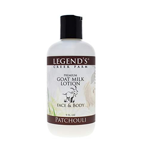 Legend's Creek Farm, Premium Goat Milk Lotion, For Body, Hand & Face, Deeply Moisturizing With Shea Butter, Sunflower Oil & Aloe, No Harsh Chemicals, Handmade in USA, 9 Oz (Patchouli L.)