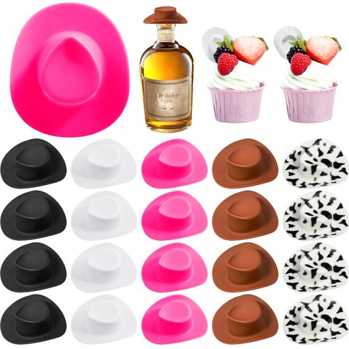 HKACSTHI 30 Pieces Mini Western Cowboy Hat Cowgirl Hat Doll Hats Plastic Cute Doll Hats Decoration Accessories for Party (Mixed Color)