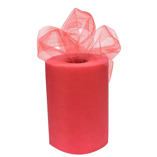 Coral Tulle Wedding Reception Decor - 6" x 100 Yards, Fabric Netting Ribbon, Easter, Wreath, Garland, Swag, Veil, Streamers, Gift Wrapping, Bows, Christmas, Valentine's Day