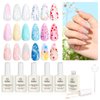 beetles Gel Polish 6Pcs Heart Star Reflective Glitter Gel Top Coat Set, Clear Pink Color Spring Pastel Gel Nail Polish No Wipe Top Coat Long Lasting Highly Shine Soak Off Uv Gel Art