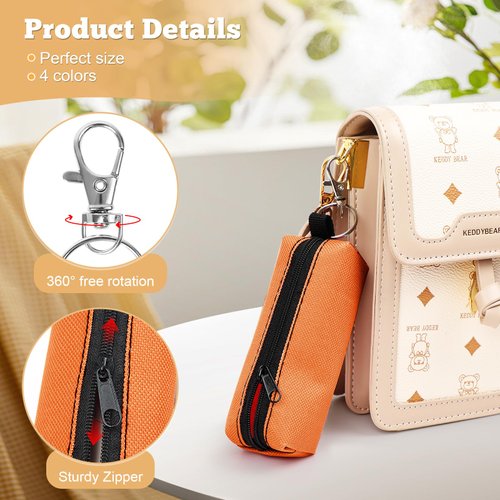 VZZNN 4PCS Lip Balm Holder Chapstick Holder Lipstick Holder Bag Zipper Lip Gloss Holder for Keychain with Hook Gift for Women (NEW