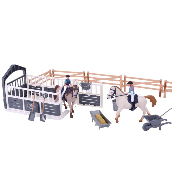 Horse Toys, Horse Stable Playset, Horse Figurine with Rider Pretend Play Toys Animal Toys Set for Boys and Girls 3+ Birthday Gifts