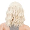 SWACC 15 Inch Short Curly Wavy Hair Wig Medium Length Synthetic Colorful Cosplay Daily Party Wig for Women with Wig Cap (Platinum Blonde)