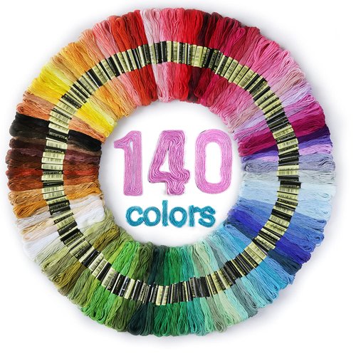 LOVIMAG Premium Rainbow Color Embroidery Floss 140 Skeins Per Pack with Cotton for Cross Stitch Threads, Bracelet Yarn, Craft Floss, Aroic Embroidery Floss Set