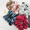 Luxury Mulberry Hair Tie, Vintage Style Scrunchies, 3-Pack Soft Premium Scrunchies (Ivory,Wine,Lake Blue)