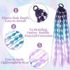 Long Braided Bubble Colored Hair Extensions, 25 Inches Bubble Kinky Rave Straight Ombre Lantern Braid Extension with Hair Tie Hairpieces for Girls Daily Wear(purple)