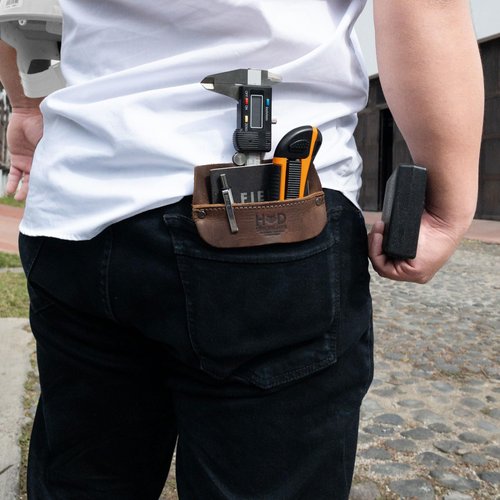 Hide & Drink, Work Pocket Organizer for Tools/Pens, Jeans Back Pocket Quick Grab Carry Job Tools, Office & Work Essentials, Full Grain Leather, Handmade, Bourbon Brown