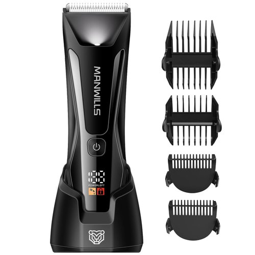 ManWills Body Hair Trimmer Men - Electric Groin Hair Trimmer with Upgraded Wide Ceramic Blade, Ball Trimmer for Men, Type-C Charge Dock, IPX7 Waterproof, 120 Mins Cordless Use