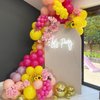 Pink and Yellow Balloons,12 Inch Maca Pink Hot Pink Yellow Confetti Balloons with Ribbon,for Girls Princess Peach Birthday Baby Shower Engagement Party Decorations