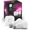 Philips Hue Smart Light Starter Kit - Includes (1) Bridge and (2) 60W A19 LED Bulb, White and Color Ambiance Color-Changing Light, 800LM, E26 - Control with App or Voice Assistant