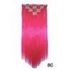 iLUU 22 Inch Hot Pink Color Party Cosplay Straight Hair Clip in Extensions 22" 100g Synthetic Hair piece 7pcs Full Head Hair Extension Pieces 16 Clips ins for Women (#8C-Hot Pink)