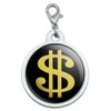 GRAPHICS & MORE Dollar Sign Gold and Black Large Chrome Plated Metal Pet Dog Cat ID Tag