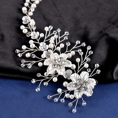 VMila Wedding Pearl Hair Comb Wedding Hair Comb Bridal Hair Accessories Pearl Flower Hair Accessories For Women Girls Wedding Hair Accessories (Diamond Vine)