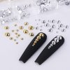 12 Grids/Box Gold Silver Pearls for Nails 3D Half Round Pearl Nail Charms Metal Nail Pearls for Nail Art Supplies Caviar Beads Pearl Charms for Nails Design Flatback Pearl Nail Beads Nail Decorations