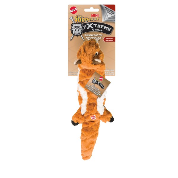 SPOT Skinneeez Extreme Quilted Squirrel- Durable, Stuffing Free Dog Toy with 4 Layers of Diamond Stitched Fabric & 2 Squeakers- Ideal For Small & Medium Aggressive Puppies and Dogs- 14in