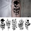 Halloween Temporary Tattoo 5 Sheet Black Skull Fake Tattoos Rose Flower Tattoos Temporary Realistic Body Arm Neck Chest Shoulder Floral Tattoos Stickers For Adult Kids Parties Festival Accessories