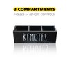Remote Control Holder, Farmhouse Remote Storage Caddy, Bedside TV Controller Box, Rustic Wood Media Organizer Tray for Home Bedroom Table (Black)