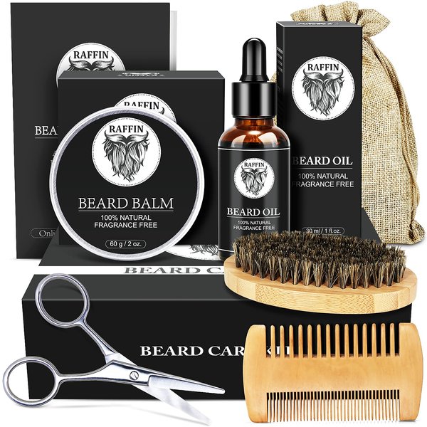 RAFFIN Gifts for Men - Valentines Gifts for Him, Beard Kit for Men w/Beard Oil &Balm, Beard Brush, Beard Comb, Anniversary & Birthday Gifts for Men,Valentines Day Gifts for Him Boyfriend Husband