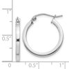 Sterling Silver Rhodium-plated 2mm Square Tube Hoop Earrings
