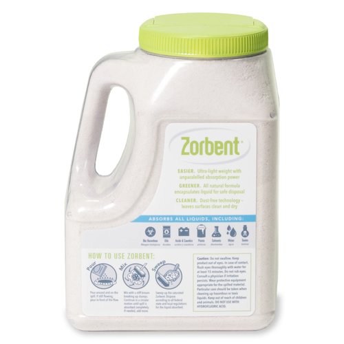 Zorbent Liquid Spill Kit-16X More Absorbent than Clay, Commercial-Grade Vomit, Urine, Oil, All Liquid Spill Powder Cleans Repulsive Messes Quickly, Leaves Surface Dry, Reusable (5 Qt)