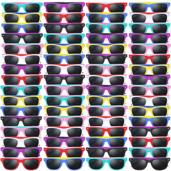 Oleitodh 64 Pack Kids Sunglasses Party Favors, Kid's Neon Sunglasses Bulk, Childrens Sunglasses Boys Girls Eyewear Pack for Goody Bag Fillers Summer Beach Pool Birthday Party Supplies