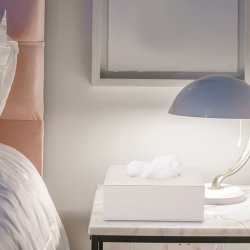 Sumnacon Rectangular Tissue Box Cover - Stylish Tissue Box Holder with Magnetic Bottom, Decorative Tissue Box for Vanity Dresser Night Stand Table Countertop (Beige, Medium)