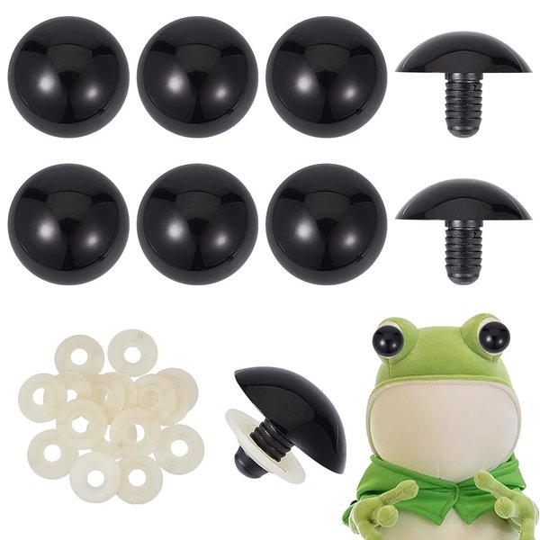 PH PandaHall 20PCS Big Safety Eyes for Amigurumi Crochet 30mm Black Craft Eyes with Washers Plastic Crochet Safety Eyes Half Round Animal Eyes for DIY Puppets Bear Crafts Animals Amigurumi Making