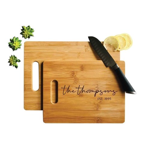 Personalized Bamboo Cutting Board - Handmade Rustic Kitchen Decor - Large Durable Butcher Block Alternative with Engraving - Eco-Friendly Gift for Housewarming or Wedding