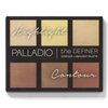 Palladio Definer Contour and Highlight Palette, Perfect for Sculpting Facial Features, Blendable Satin Finish Colors, 6 shades for Contouring and Highlighting, Compact Powder with Mirror