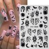 Halloween Nail Art Stickers Black Spider Web Halloween Nail Decals 3D Self Adhesive Halloween Nail Stickers for Nail Art Spider Bat Moon Halloween Day Nail Decorations for Women and Girls, 6Sheets