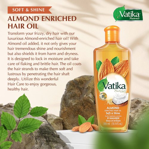 Dabur Hair Oil, Natural Moisturizing, Strengthening Serum for Healthy Scalp, Nourishing Hair Oil for Soft, Manageable, Smooth & Silky Hair From Root to Tip (Almond, 10.14 fl Oz)