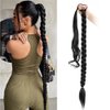 32 Inch Long Braided Ponytail Hair Extensions Wrap Around Ponytail DIY Straight Pony Tails Extensions for Black Women Elastic Ponytail Extensions Girls Magic Paste Ponytail (2#)