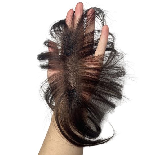 Clip In Baby Hair Air Bang Natural Human Hair Side Bangs Invisible Edge Replacement Fringe Forehead Hairline For Women Glueless Hair Extensions (Dark Brown)
