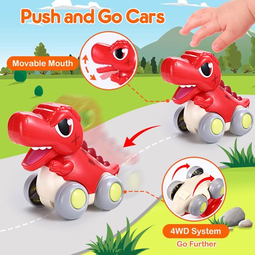 LUDILO Car Toys for 1 Year Old Boy Gifts: Push and Go Dinosaur Toys Cars for Toddlers 1-3 One Year Old Boy Toys Birthday Gifts for 1 2 3 Year Old Boys Toddler Toys Age 1-2 Baby Boy Toys 12-18 Months