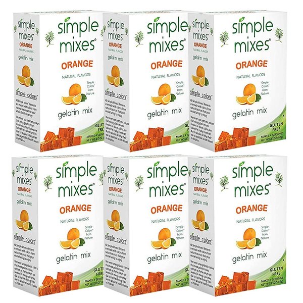 Simple Mixes Natural Orange Gelatin Mix, 3.0 oz (Pack of 6)