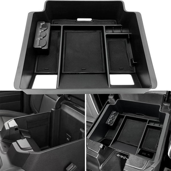 EVTIME Center Console Organizer fit for GMC 2022 2023 2024 Sierra/Chevy Silverado 1500 Accessories, 2024 Silverado/Sierra 2500HD 3500HD (Wireless Charger With Full Console w/Bucket Seats Only)