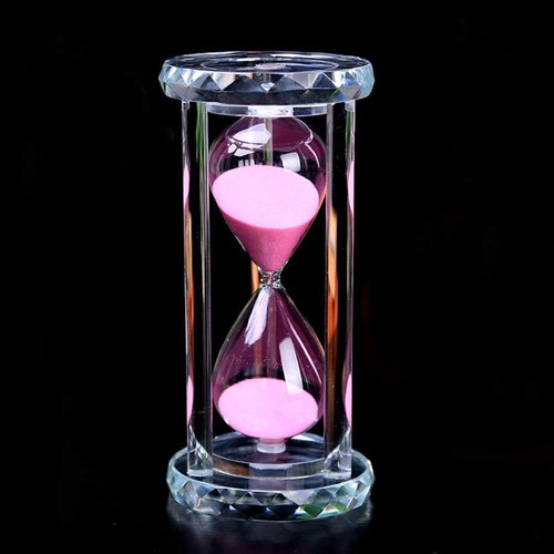 Crystal Hourglass 15/30/60 Minutes Sandglass Timers Kitchen Cooking Sand Clock Timer Home Office Christmas Birthday Present Gift Box Sand Glass (60 Minutes, Pink)