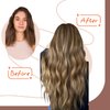 Sunny Tape in Hair Extensions Human Hair Brown Highlights Tape in Hair Extensions Dark Brown Highlighted Caramel Blonde Tape ins Brown Hair Extensions Real Human Hair for Women 50g 20pcs 20inch