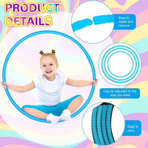 Shappy 6 Pcs Exercise Hoop Detachable Adjustable Plastic Toy Hoop Playground Toys Colored Hoop Circles for Teens Games Gymnastics Dog Agility Equipment Party Decor(28 Inch,Macaron Blue)