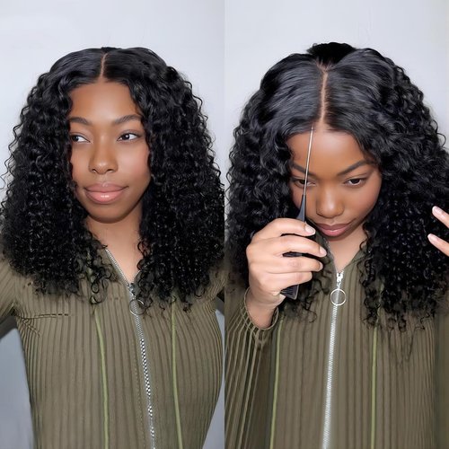 ISEE Wear and Go Glueless Wigs Human Hair Pre Plucked Deep Wave Bob Wig Human Hair Lace Front Wigs for Women Upgraded No Glue Pre Cut 4x4 Lace Closure Glueless Wigs for Black Women Human Hair 16 Inch