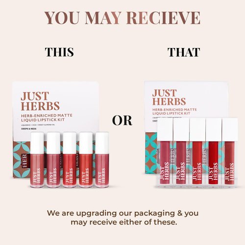 Just Herbs Organic Liquid Lipstick Kit Set of 5, Hydrating & Lightweight Lip Color - Paraben & Silicon Free - 1.6 fl oz. (Nudes & Browns)